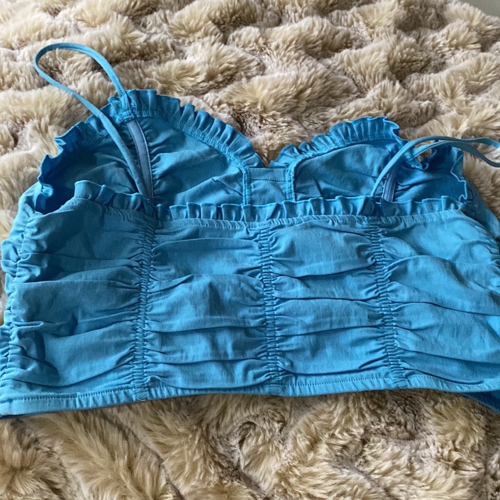 Zara Blue Ruffle Crop top - Picture 10 of 10